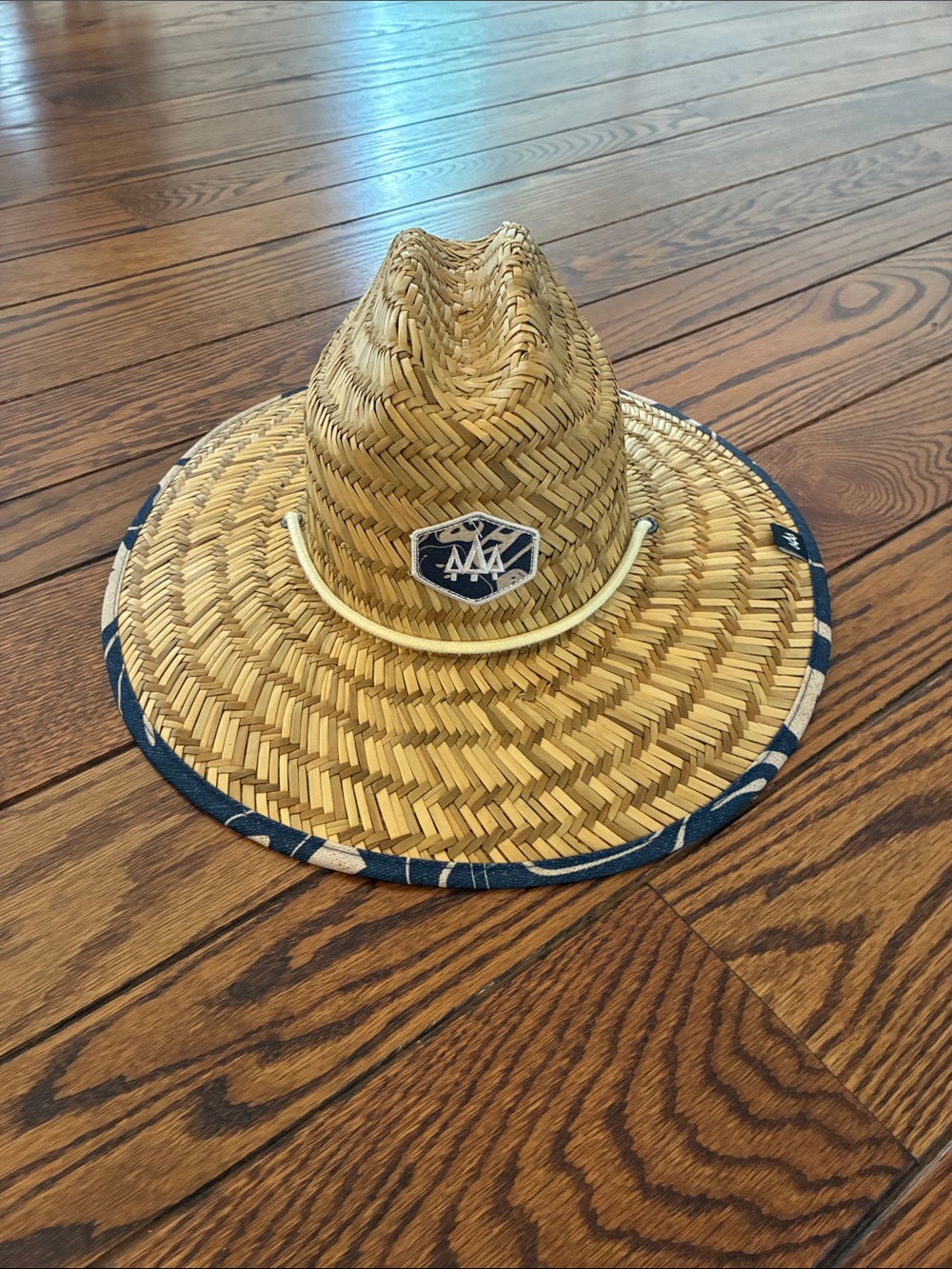 Kids Straw Lifeguard Hat with Navy Trim